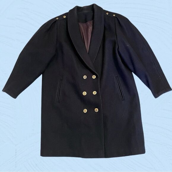 Vintage 80s Antels wool coat gold buttons oversized - Picture 6 of 11